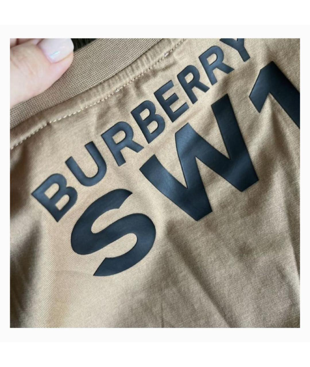 BURBERRY Бежевая хлопковая футболка, фото 6