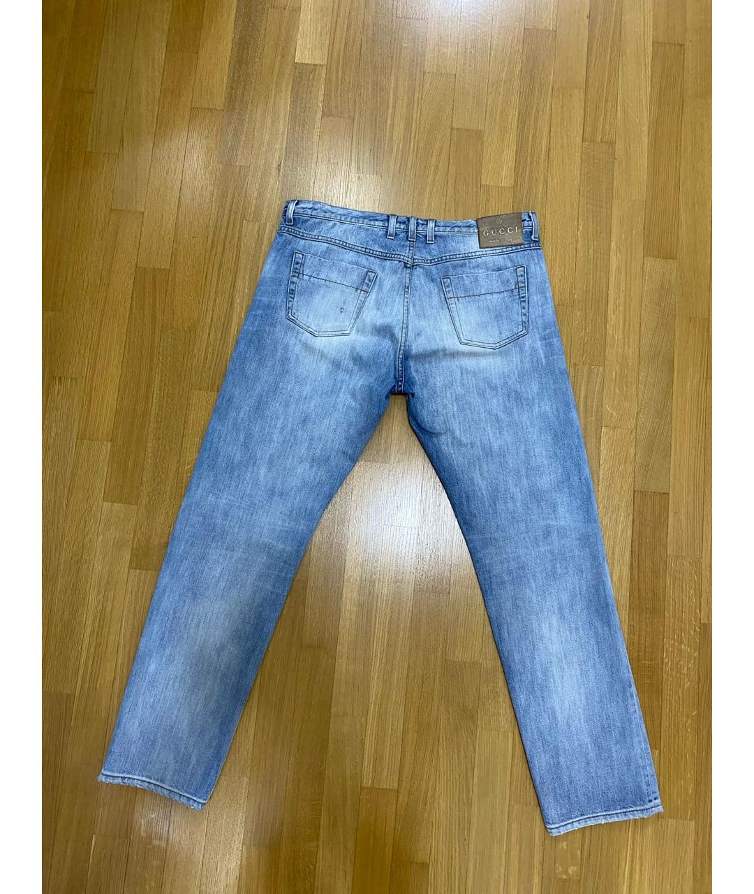 GUCCI Голубые хлопковые прямые джинсы, фото 2