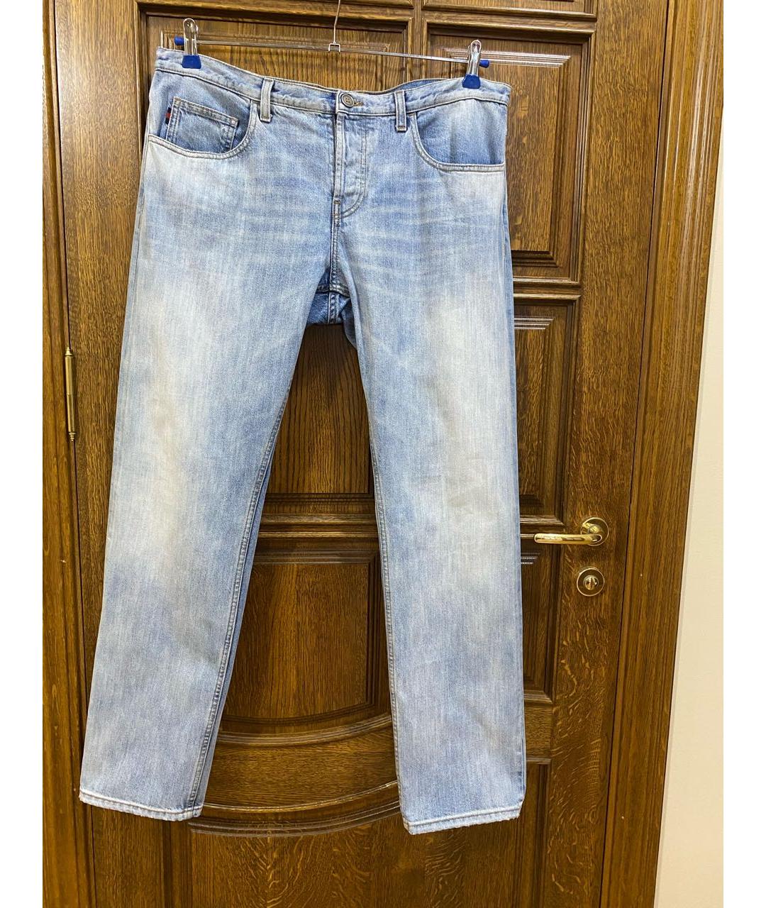 GUCCI Голубые хлопковые прямые джинсы, фото 9