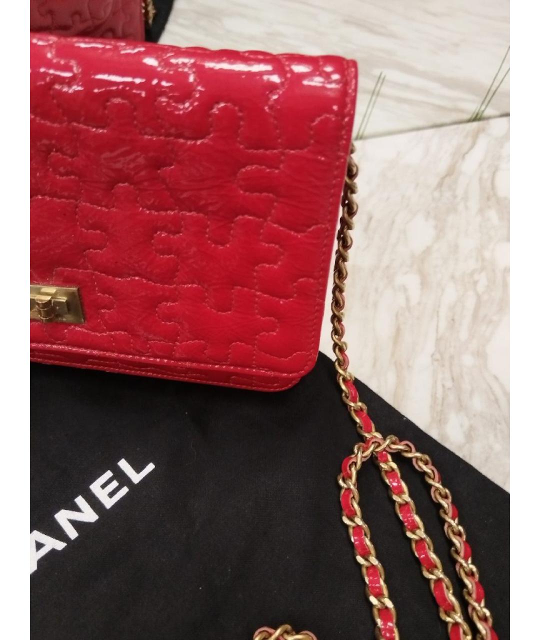 CHANEL Красная кожаная сумка через плечо, фото 4