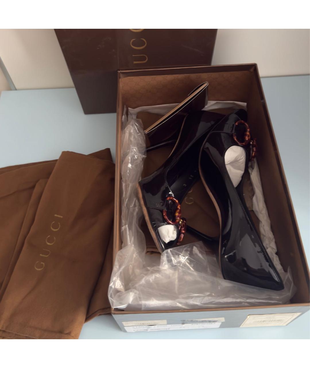 GUCCI Черные кожаные туфли, фото 6