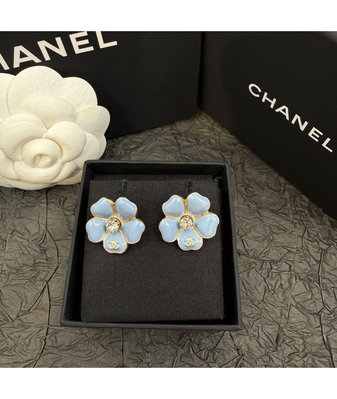 CHANEL Голубые серьги, фото 4