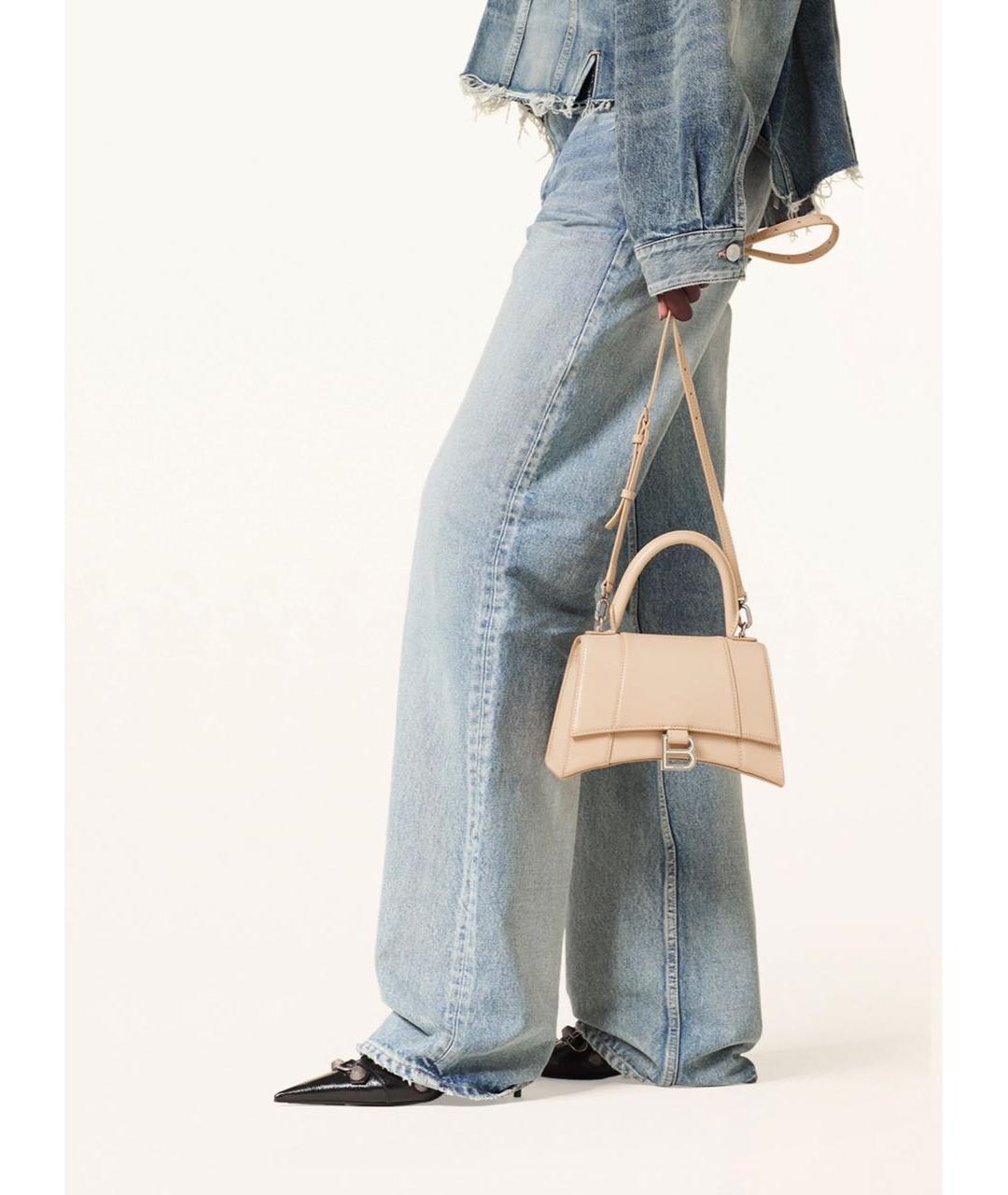 BALENCIAGA Бежевая кожаная сумка через плечо, фото 2