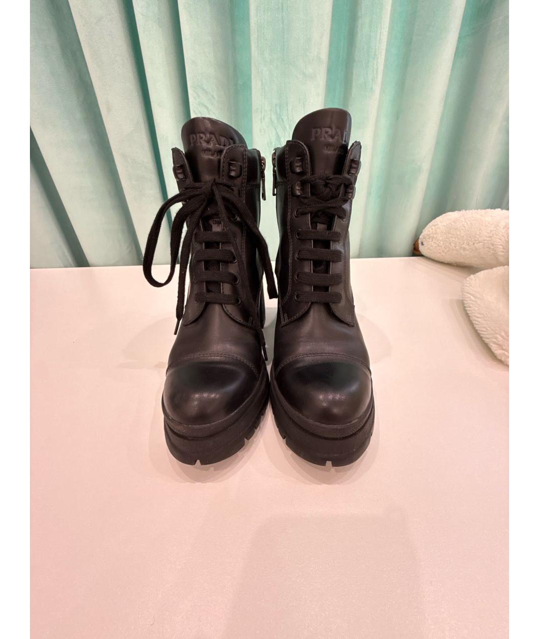 PRADA Черные кожаные ботфорты, фото 2