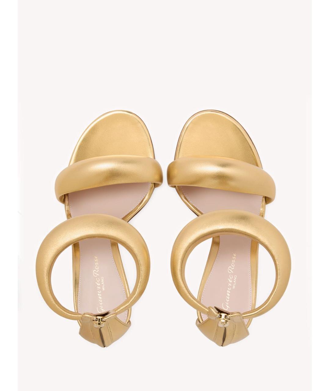 GIANVITO ROSSI Золотые кожаные босоножки, фото 3