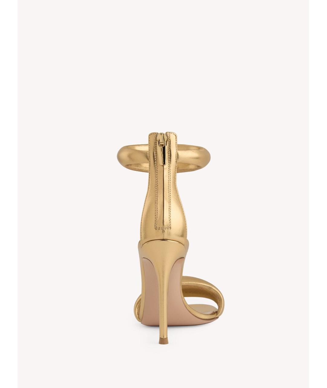 GIANVITO ROSSI Золотые кожаные босоножки, фото 4