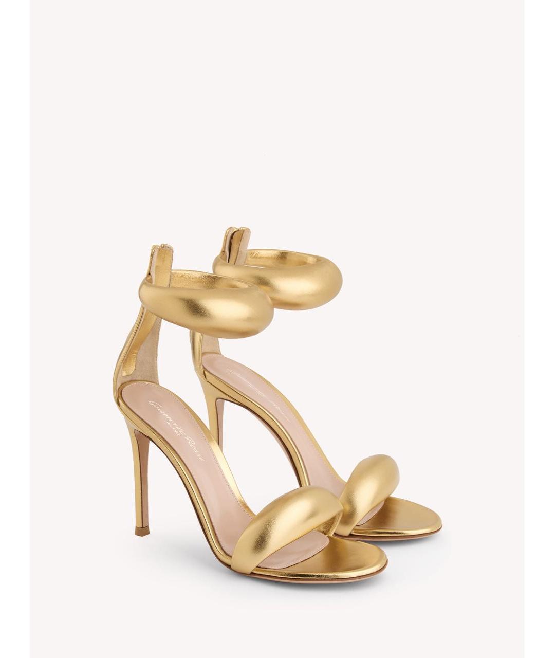 GIANVITO ROSSI Золотые кожаные босоножки, фото 2