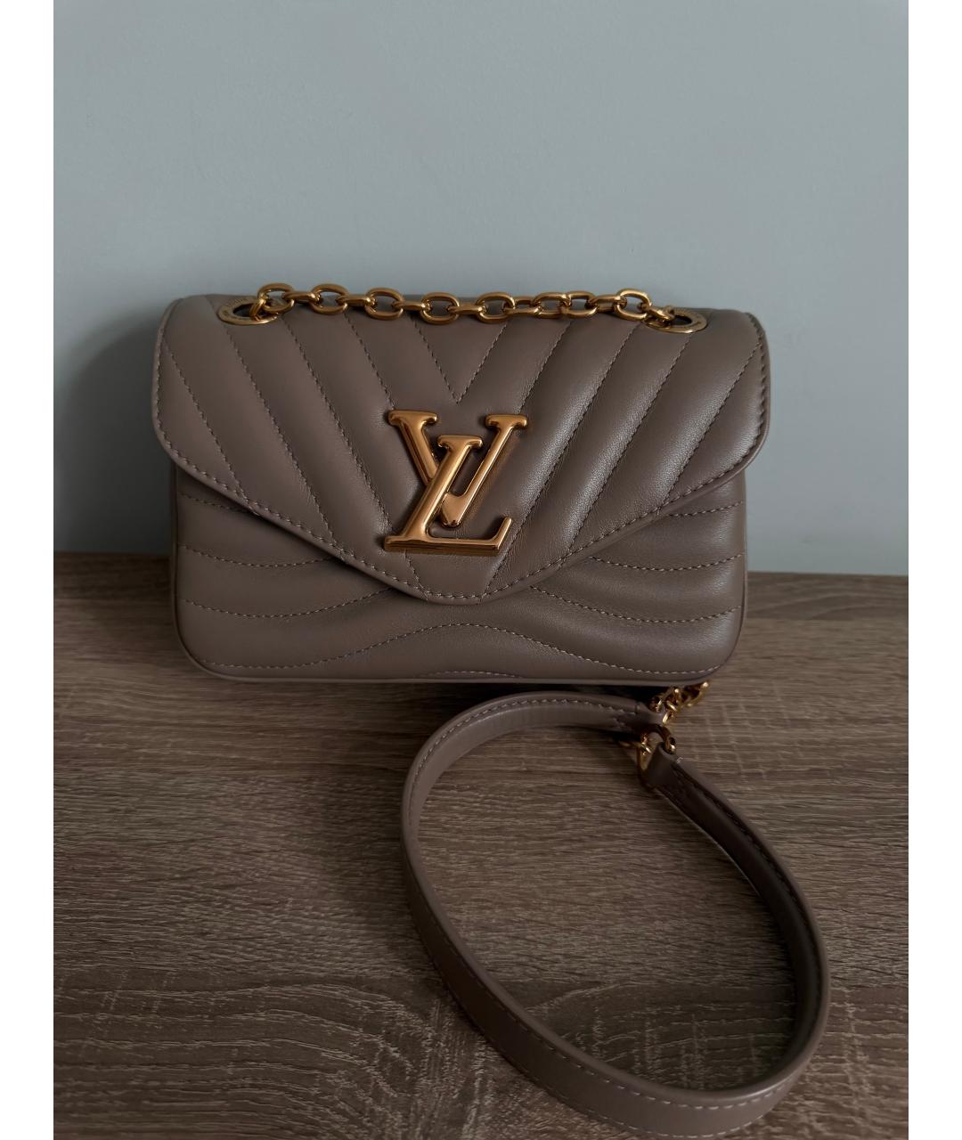LOUIS VUITTON Бежевая кожаная сумка через плечо, фото 10