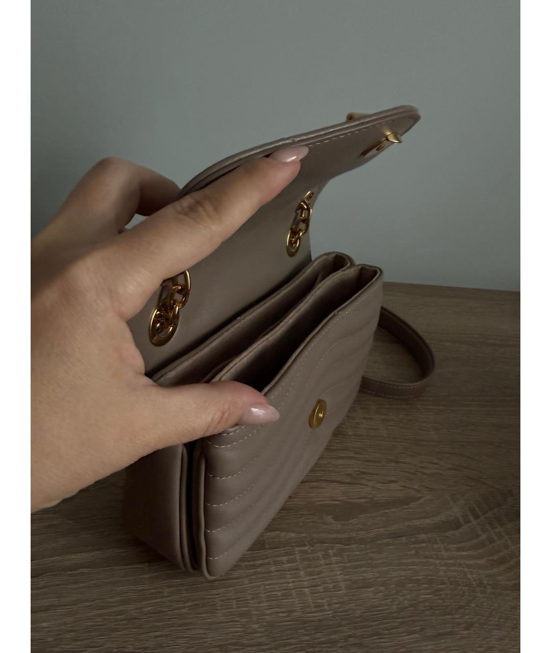 LOUIS VUITTON Бежевая кожаная сумка через плечо, фото 8