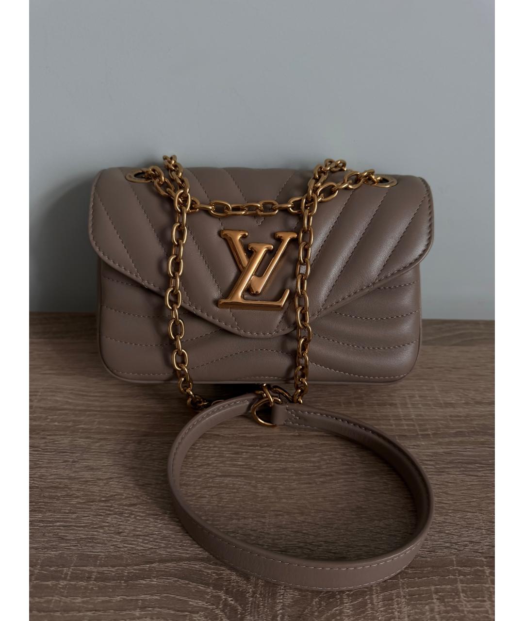 LOUIS VUITTON Бежевая кожаная сумка через плечо, фото 9