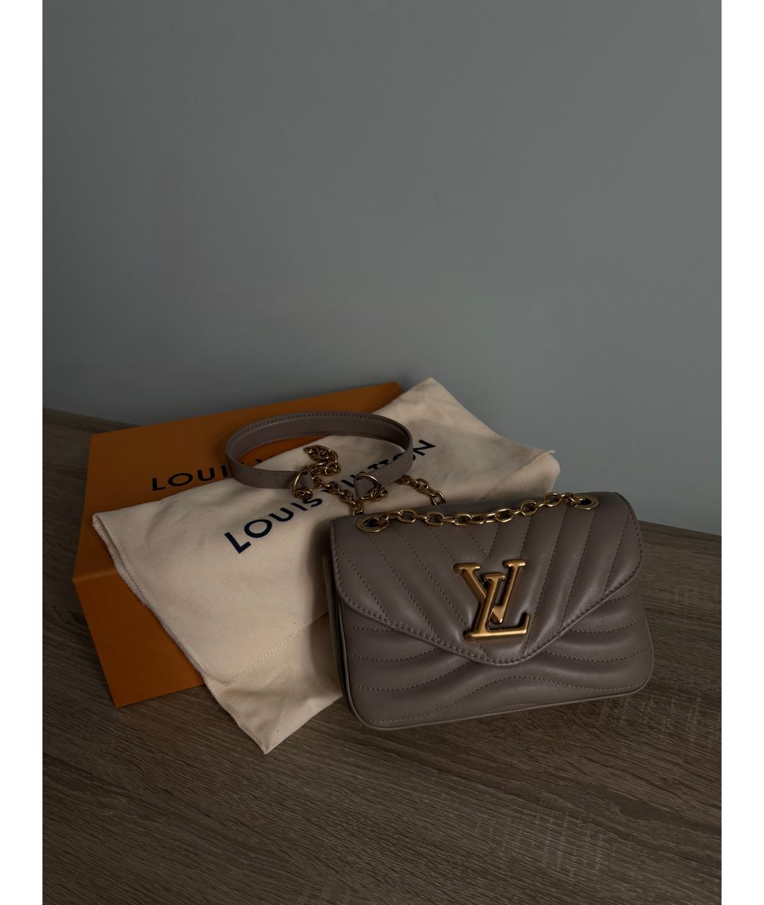 LOUIS VUITTON Бежевая кожаная сумка через плечо, фото 2