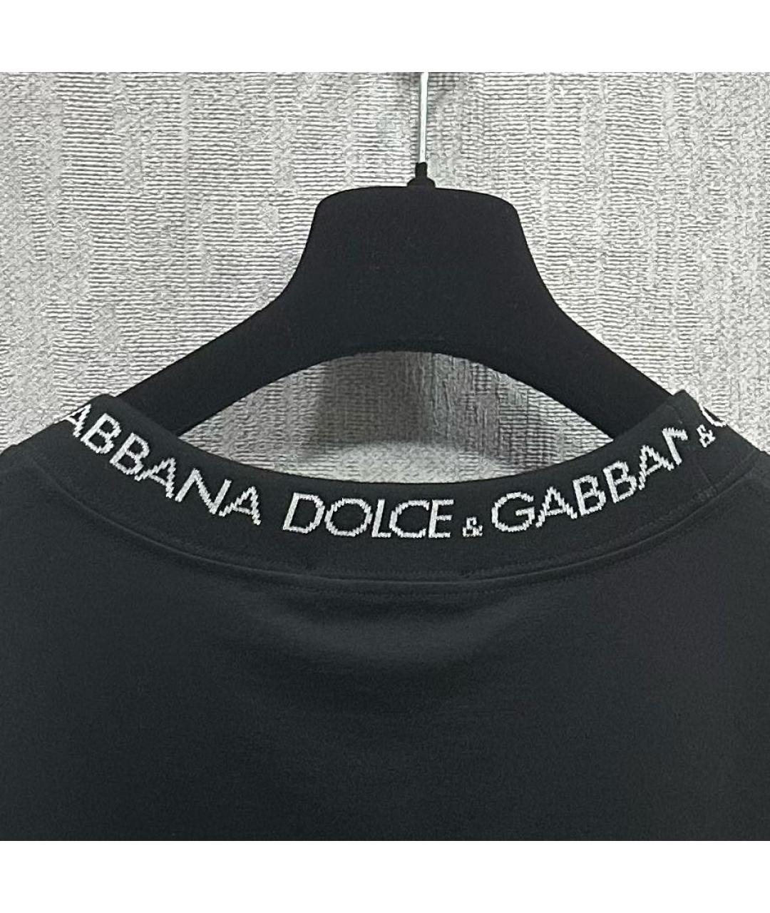 DOLCE&GABBANA Черная хлопко-эластановая футболка, фото 4