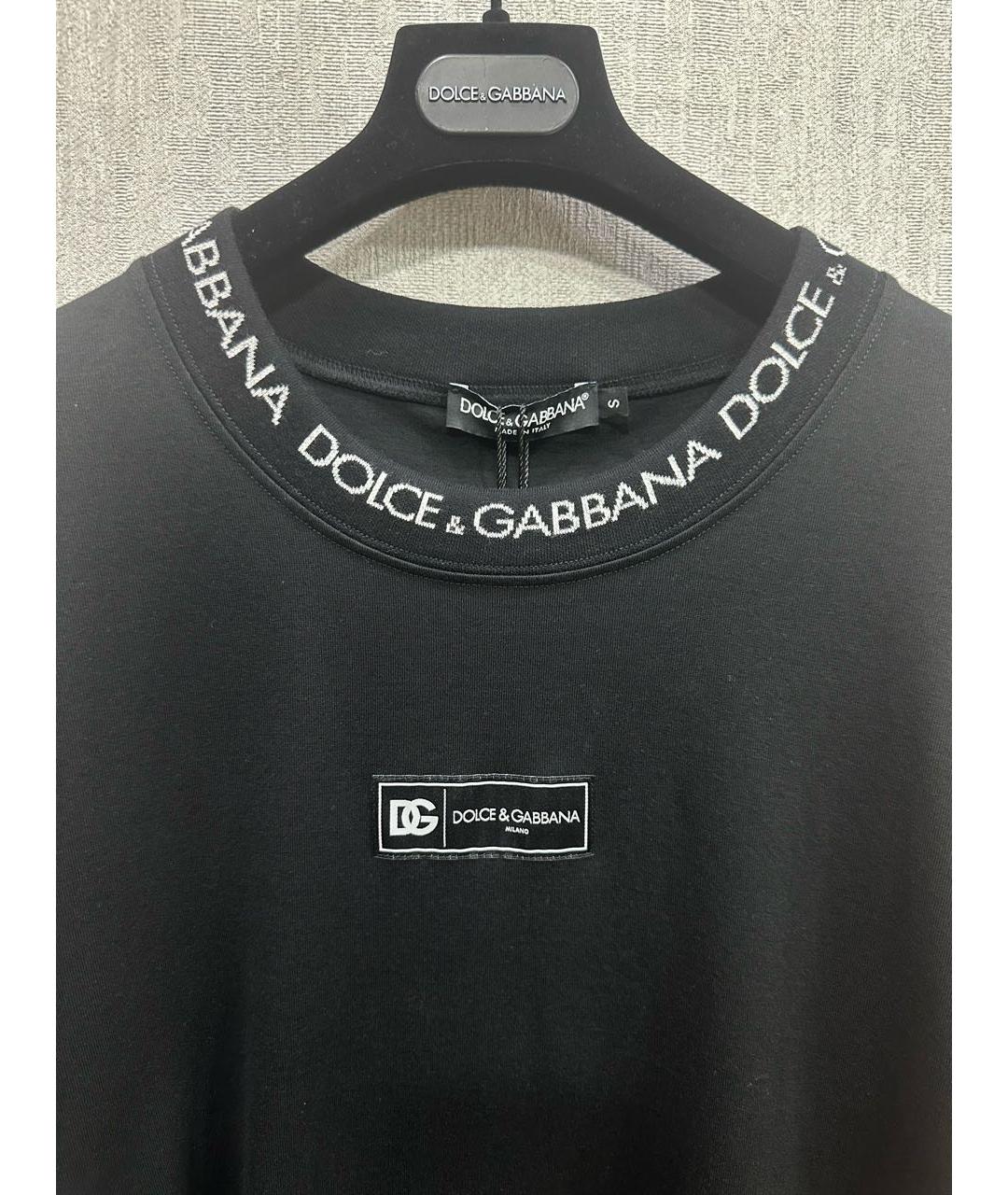 DOLCE&GABBANA Черная хлопко-эластановая футболка, фото 3