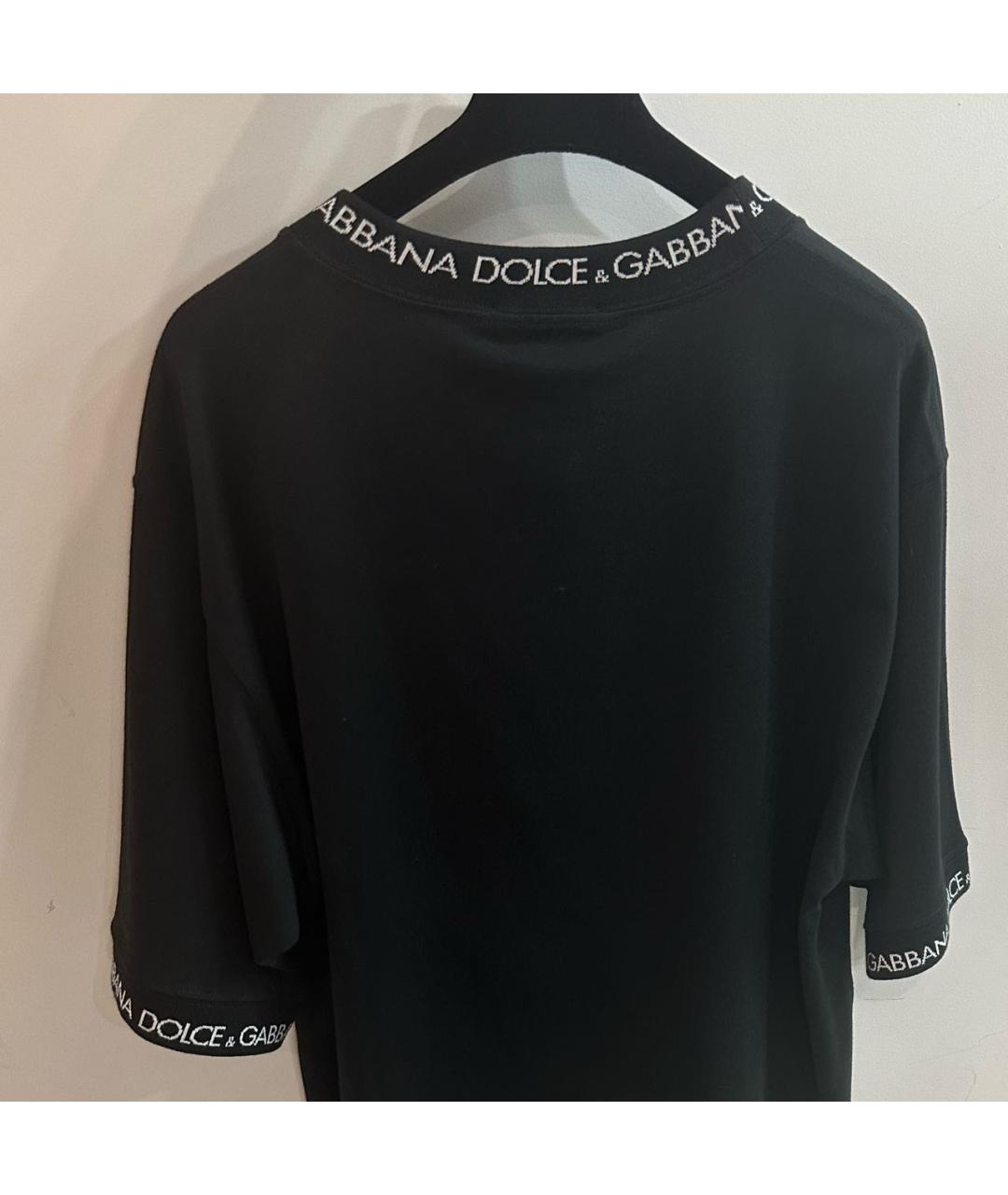 DOLCE&GABBANA Черная хлопко-эластановая футболка, фото 2