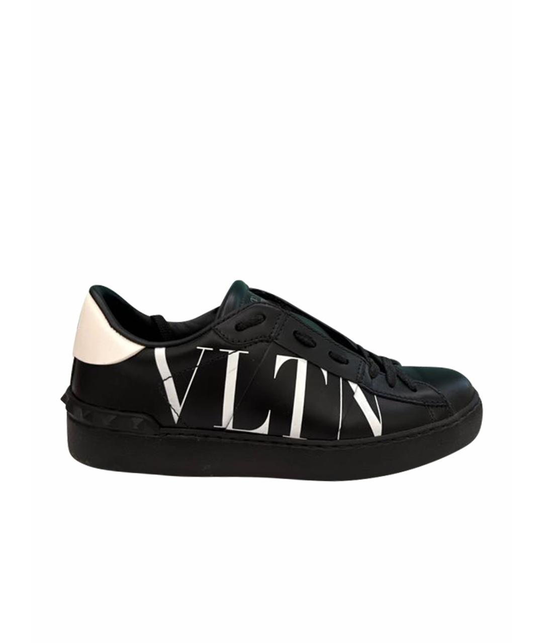 VALENTINO Черные кожаные кеды, фото 1