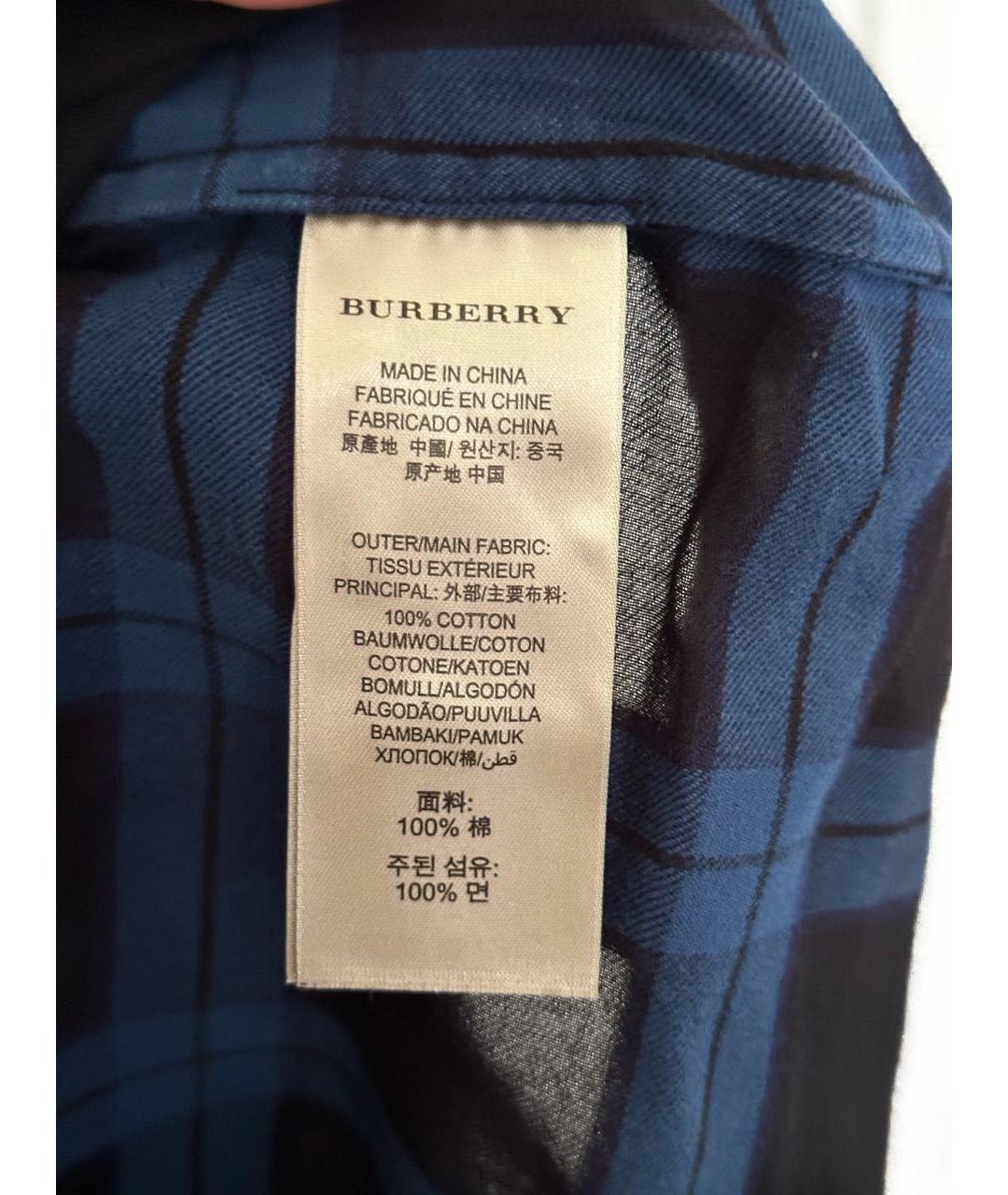 BURBERRY Темно-синяя хлопковая рубашка, фото 7