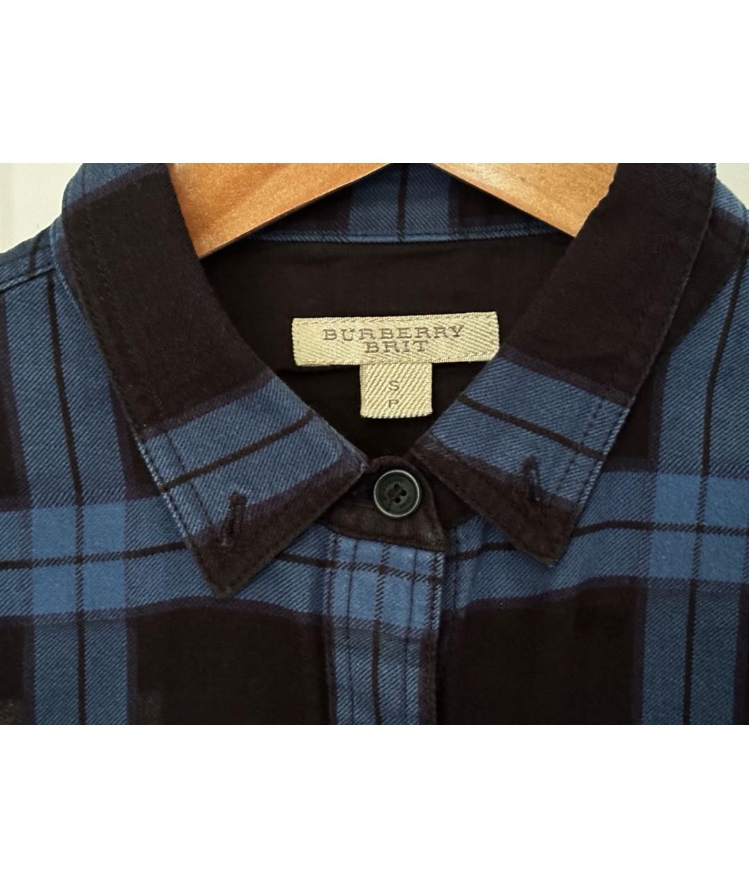 BURBERRY Темно-синяя хлопковая рубашка, фото 6