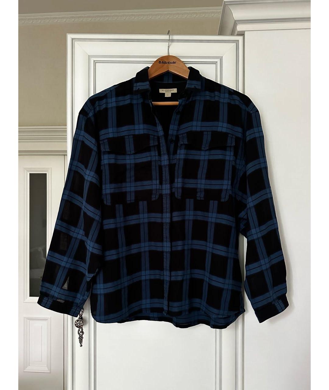 BURBERRY Темно-синяя хлопковая рубашка, фото 9