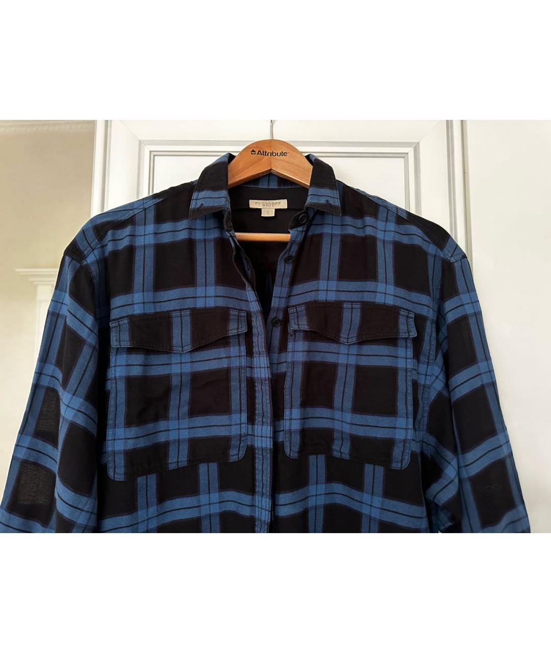 BURBERRY Темно-синяя хлопковая рубашка, фото 3