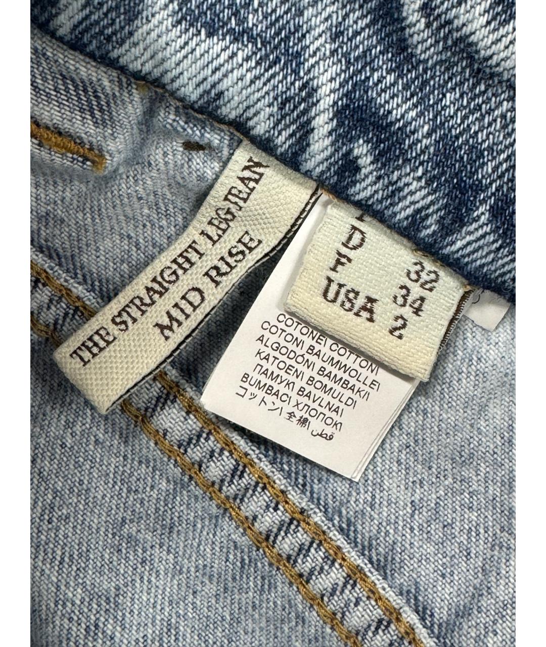 BRUNELLO CUCINELLI Голубые хлопковые прямые джинсы, фото 4