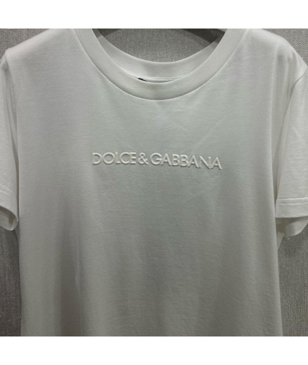 DOLCE&GABBANA Белая хлопко-эластановая футболка, фото 3