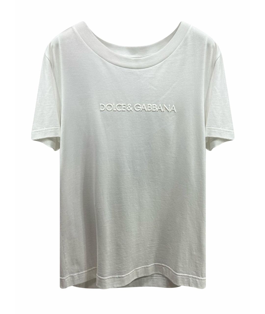 DOLCE&GABBANA Белая хлопко-эластановая футболка, фото 1