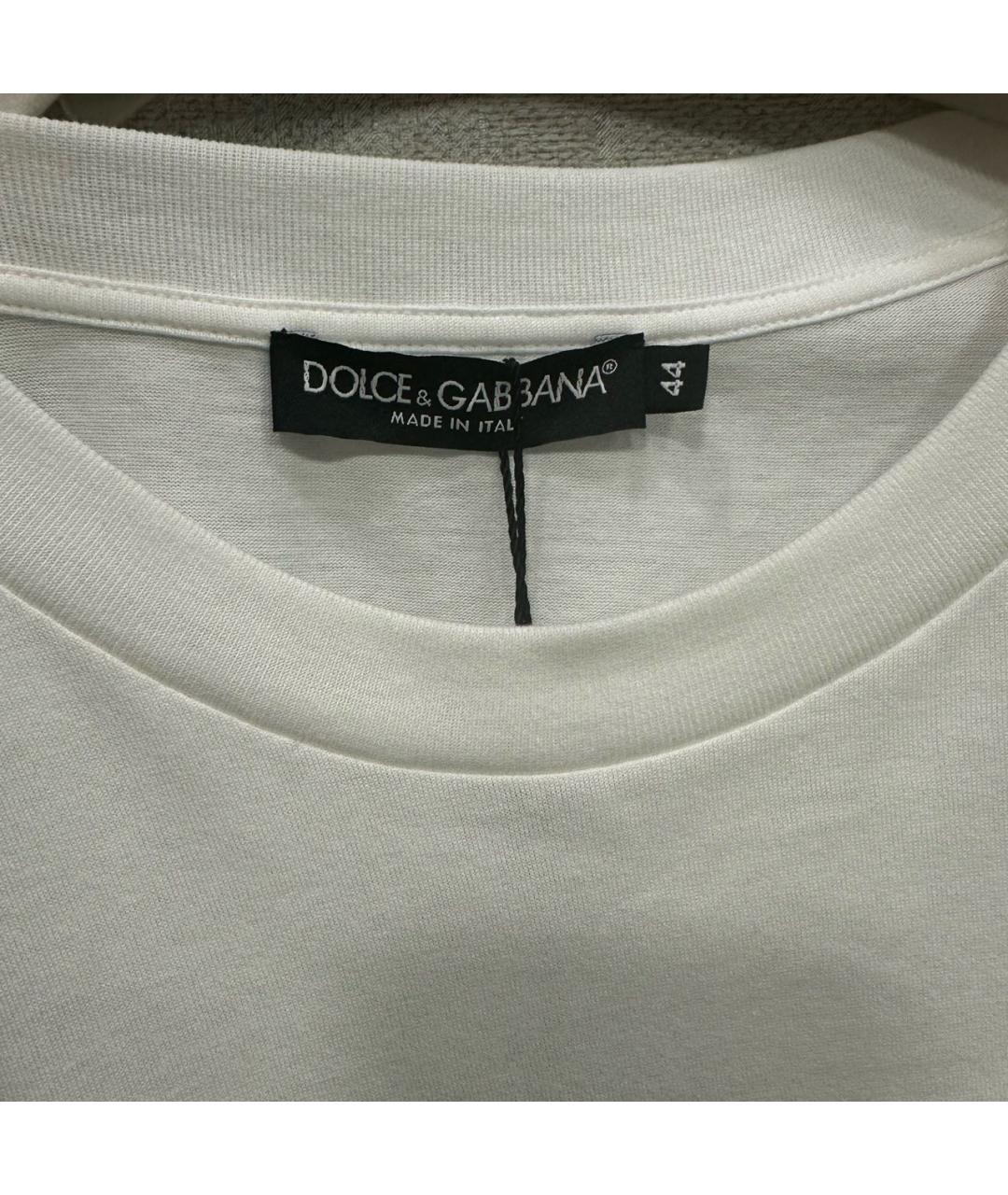 DOLCE&GABBANA Белая хлопко-эластановая футболка, фото 2