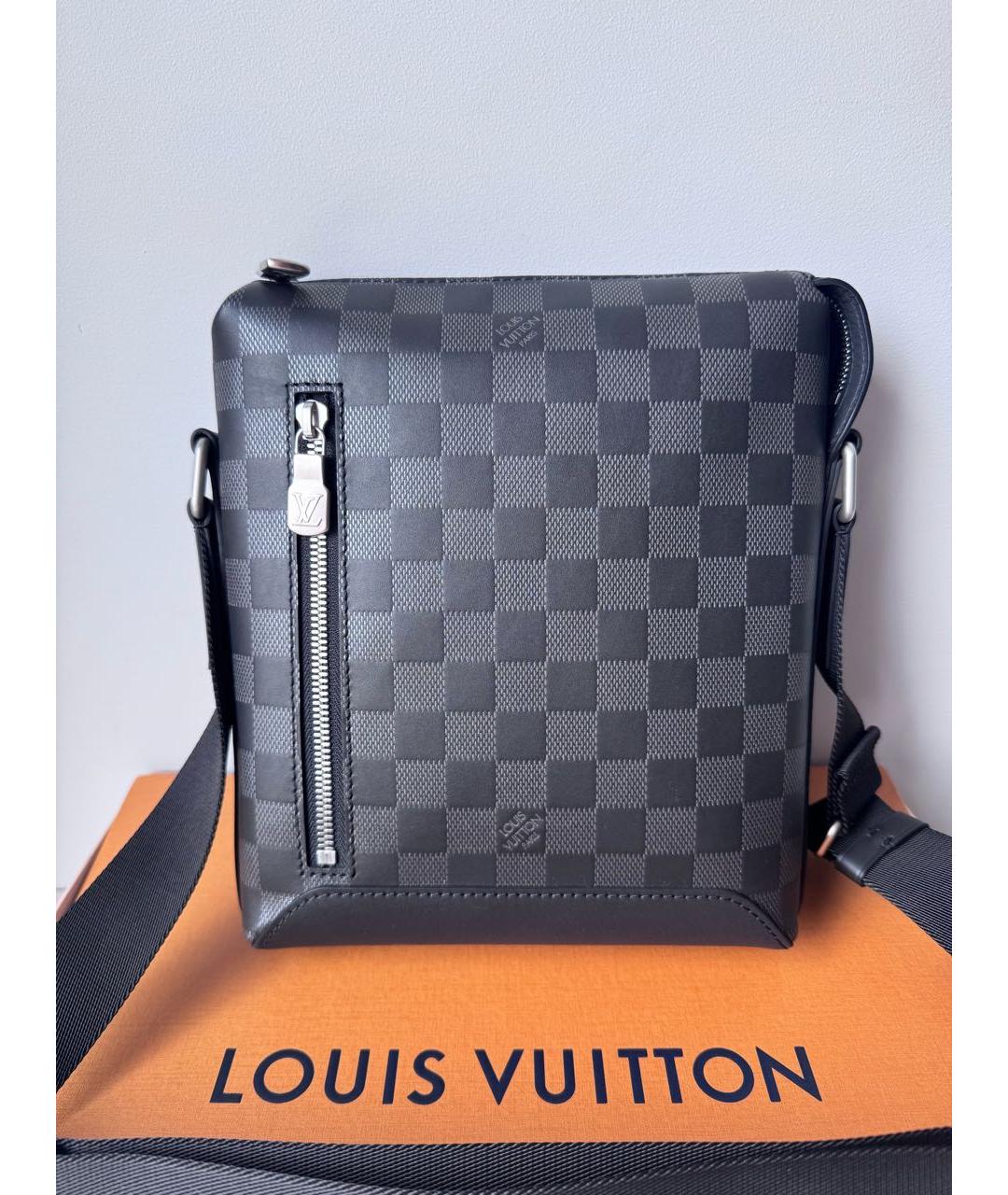 LOUIS VUITTON Черная кожаная сумка на плечо, фото 9