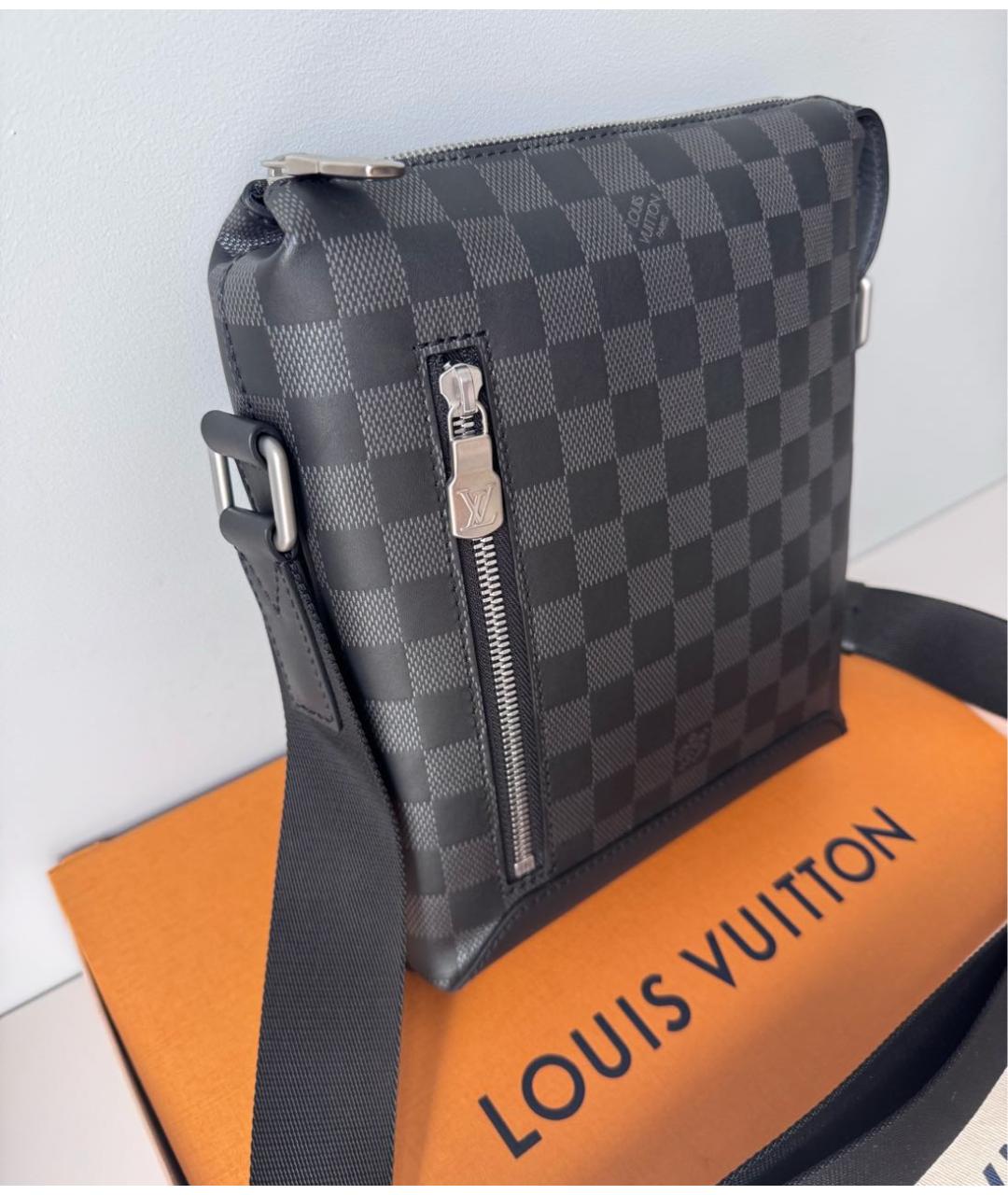 LOUIS VUITTON Черная кожаная сумка на плечо, фото 3