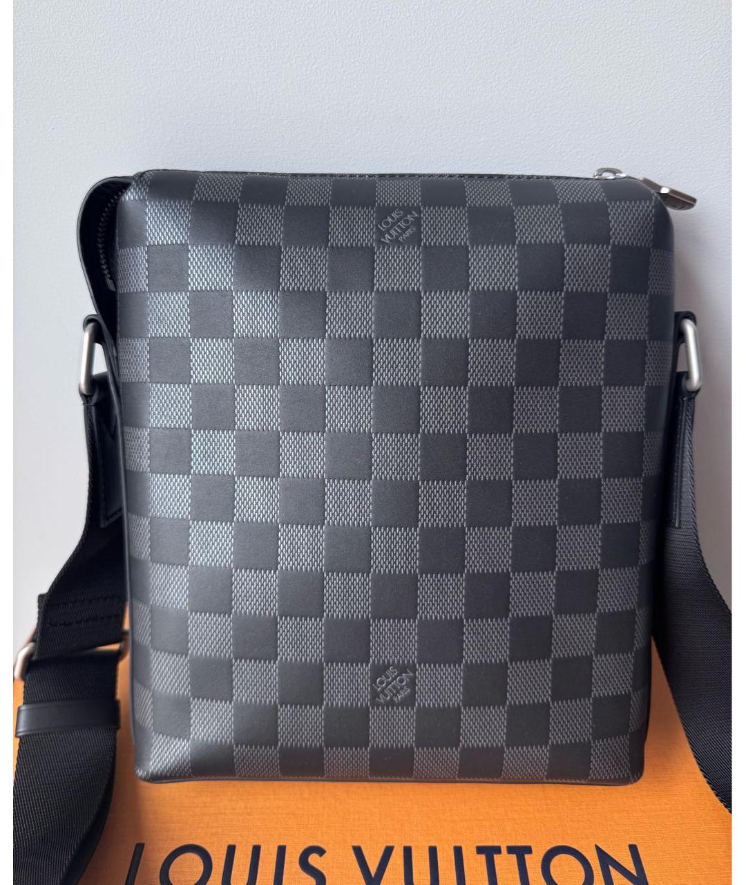 LOUIS VUITTON Черная кожаная сумка на плечо, фото 4