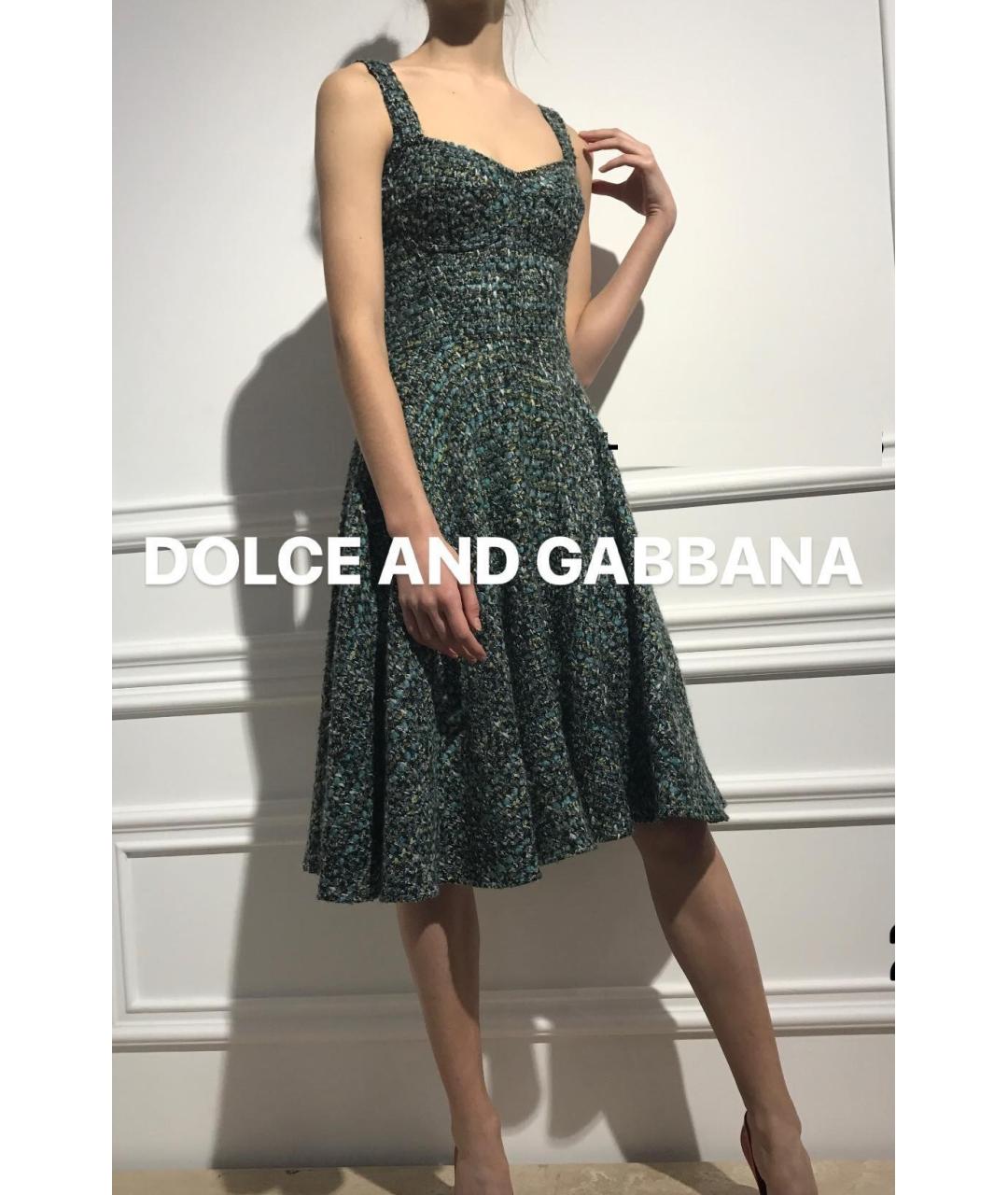 DOLCE&GABBANA Бирюзовое шерстяное повседневное платье, фото 5
