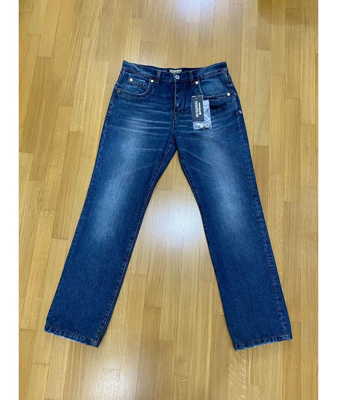 BIKKEMBERGS Синие хлопковые прямые джинсы, фото 5