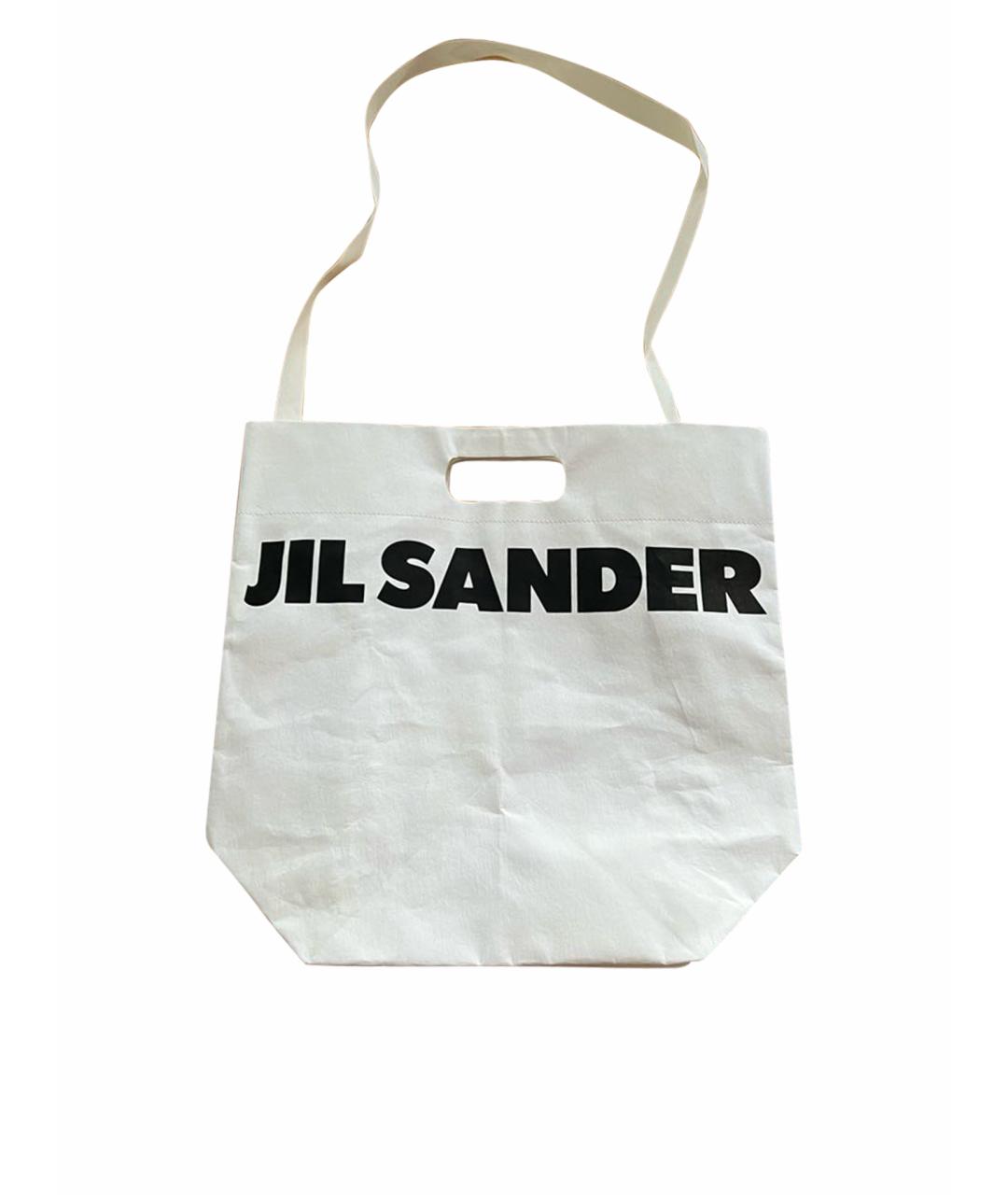 JIL SANDER Белая тканевая пляжная сумка, фото 1