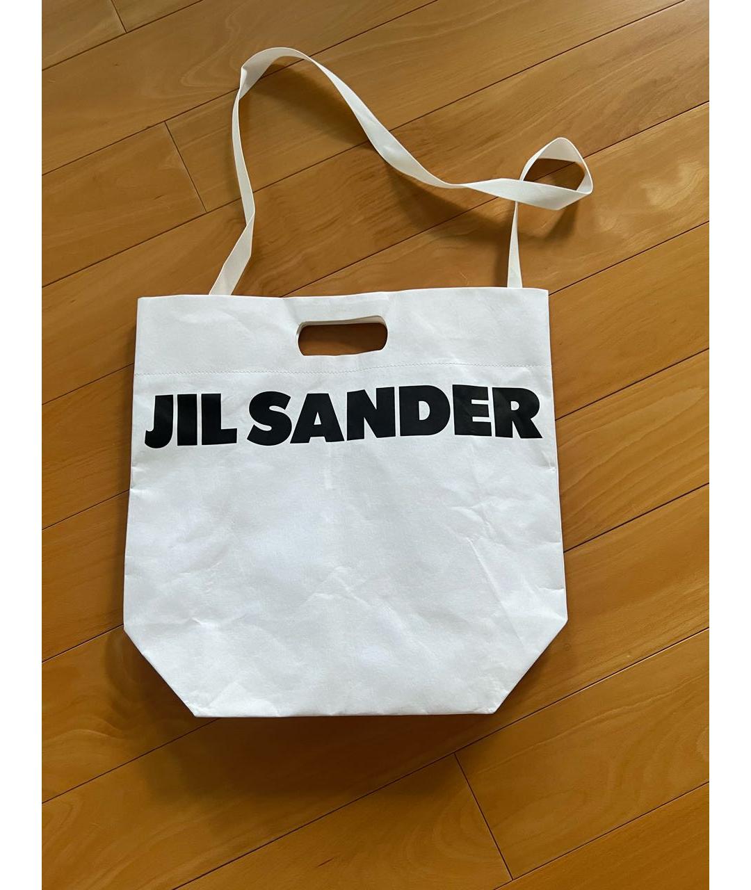 JIL SANDER Белая тканевая пляжная сумка, фото 3