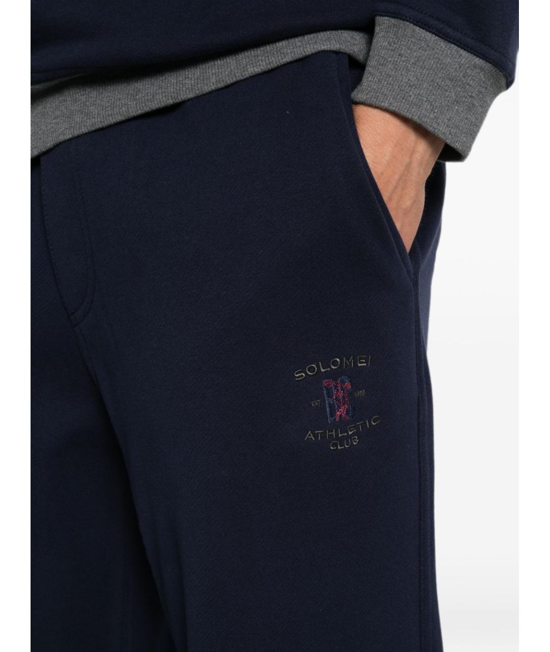 BRUNELLO CUCINELLI Синие хлопковые повседневные брюки, фото 5