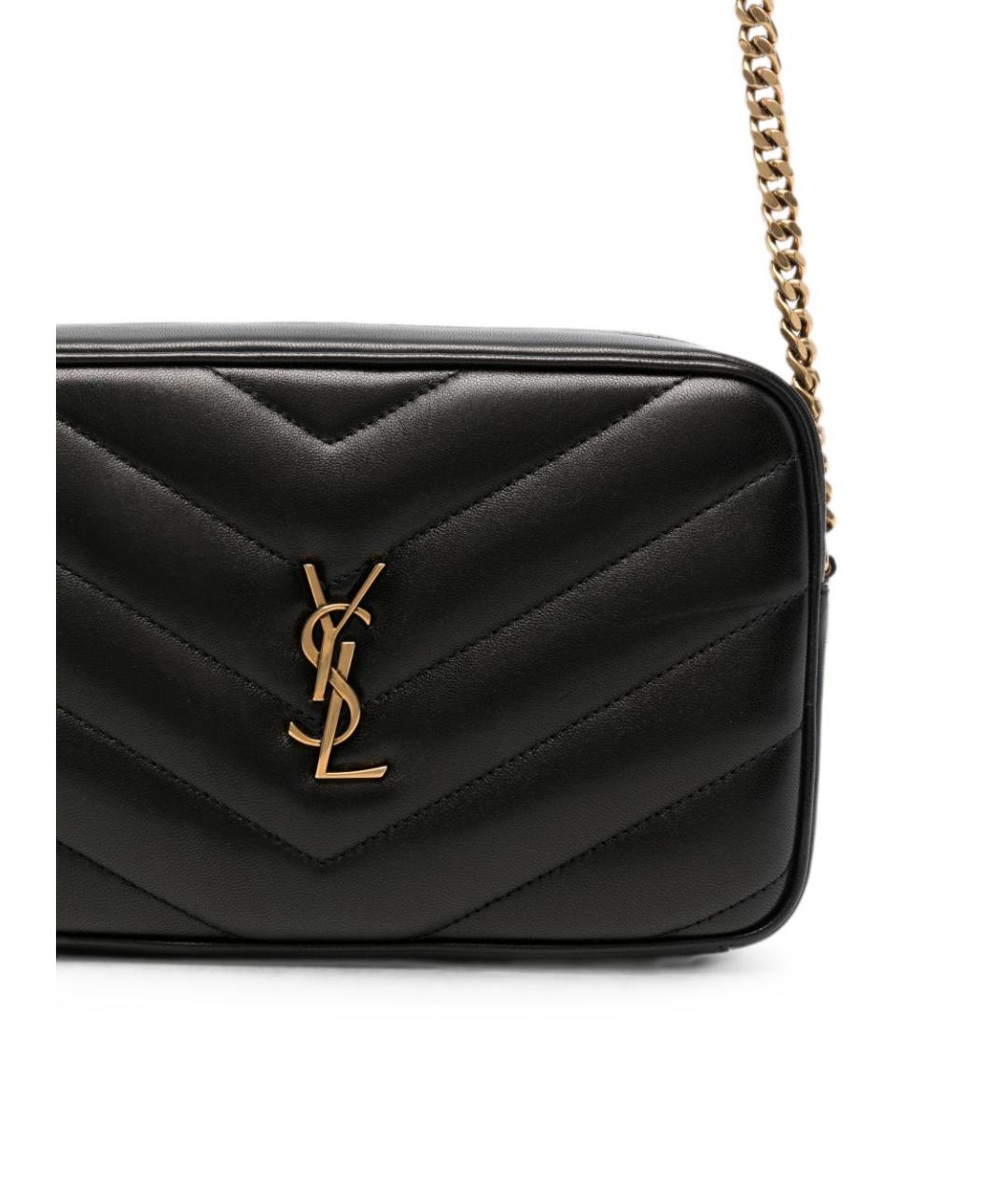 SAINT LAURENT Черная кожаная сумка через плечо, фото 2