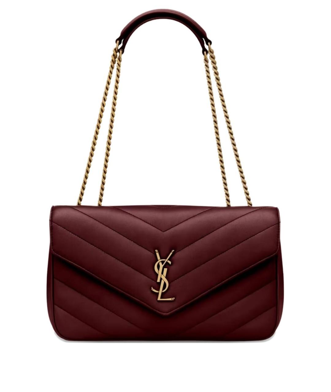 SAINT LAURENT Бордовая кожаная сумка через плечо, фото 1