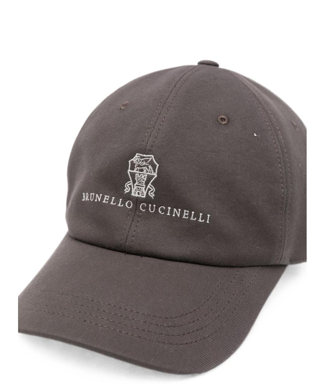 BRUNELLO CUCINELLI Коричневая хлопковая кепка/бейсболка, фото 2
