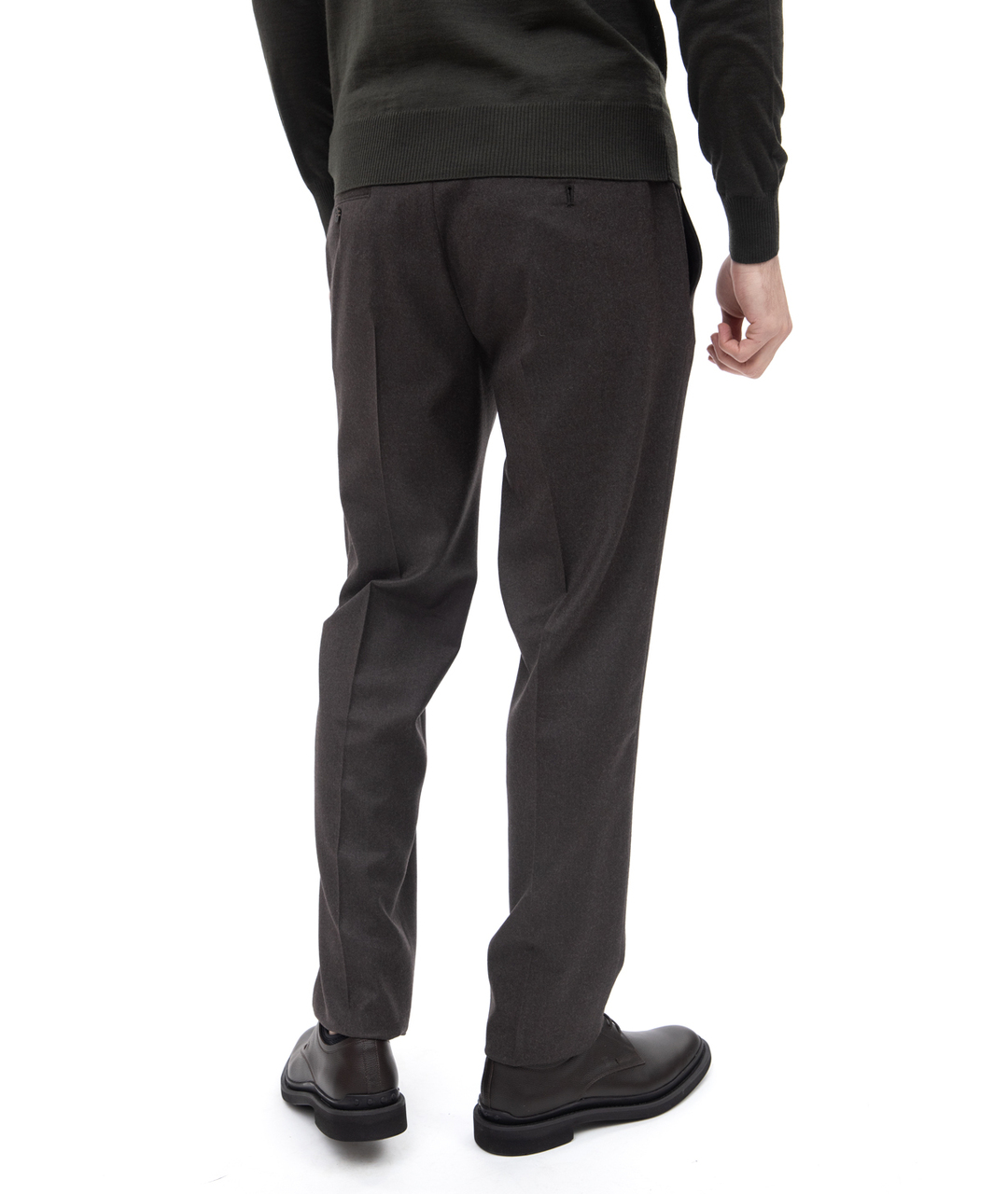 EMPORIO ARMANI Коричневые шерстяные классические брюки, фото 2