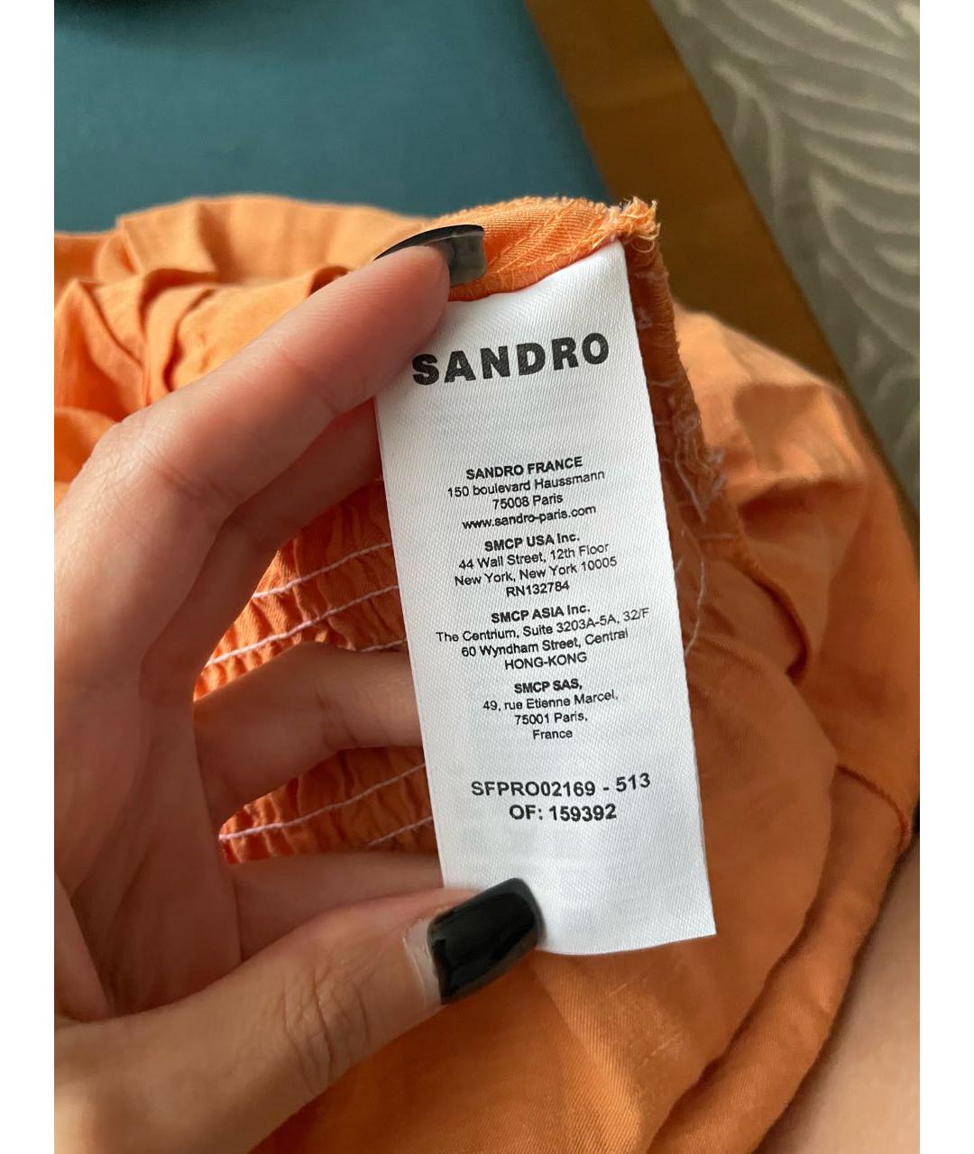 SANDRO Оранжевое вискозное повседневное платье, фото 4