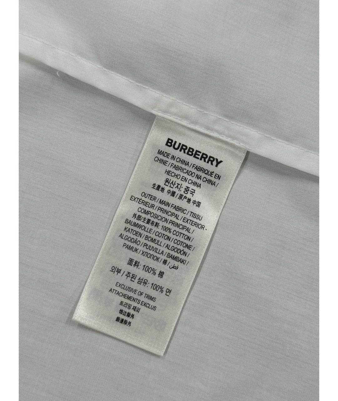 BURBERRY Белая хлопковая рубашка, фото 4