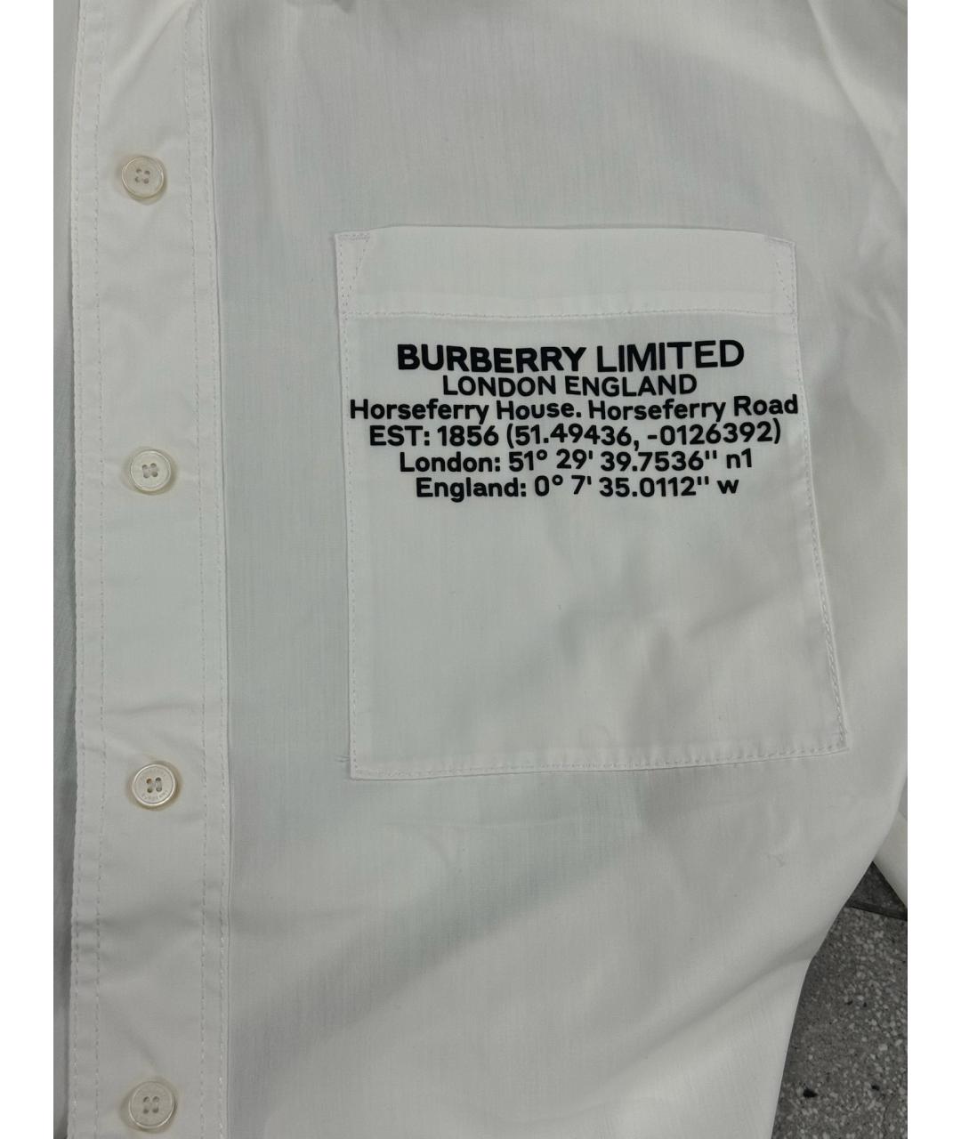 BURBERRY Белая хлопковая рубашка, фото 5
