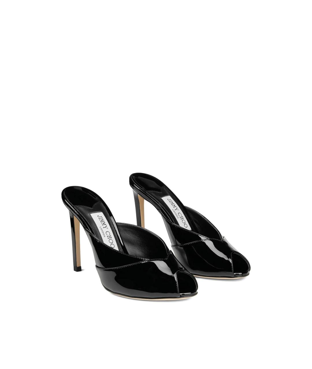JIMMY CHOO Черные кожаные мюли, фото 2