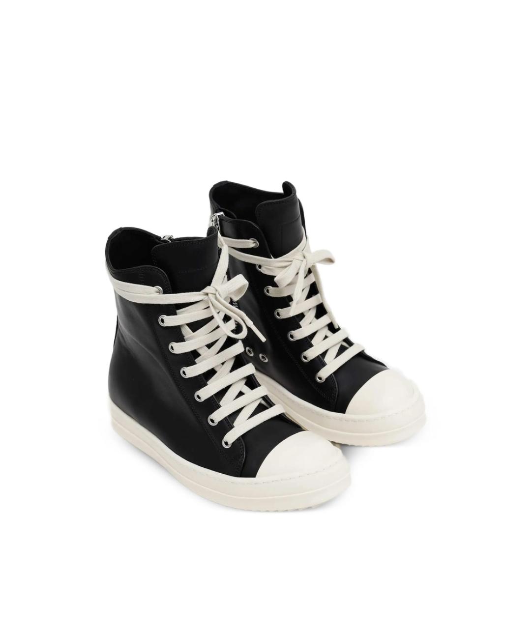 RICK OWENS Черные кожаные кеды, фото 3