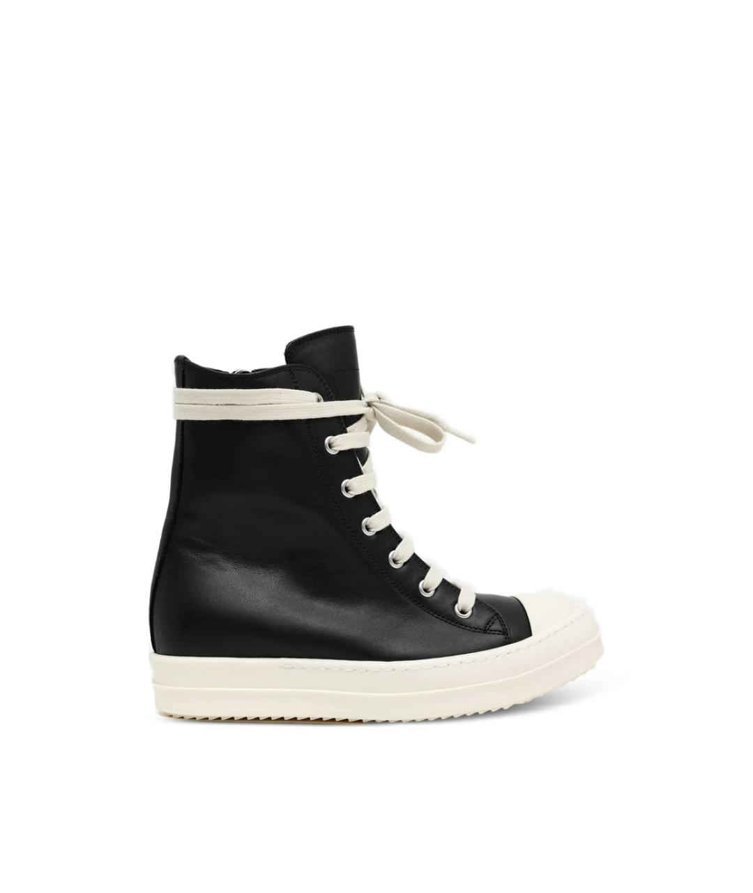RICK OWENS Черные кожаные кеды, фото 1
