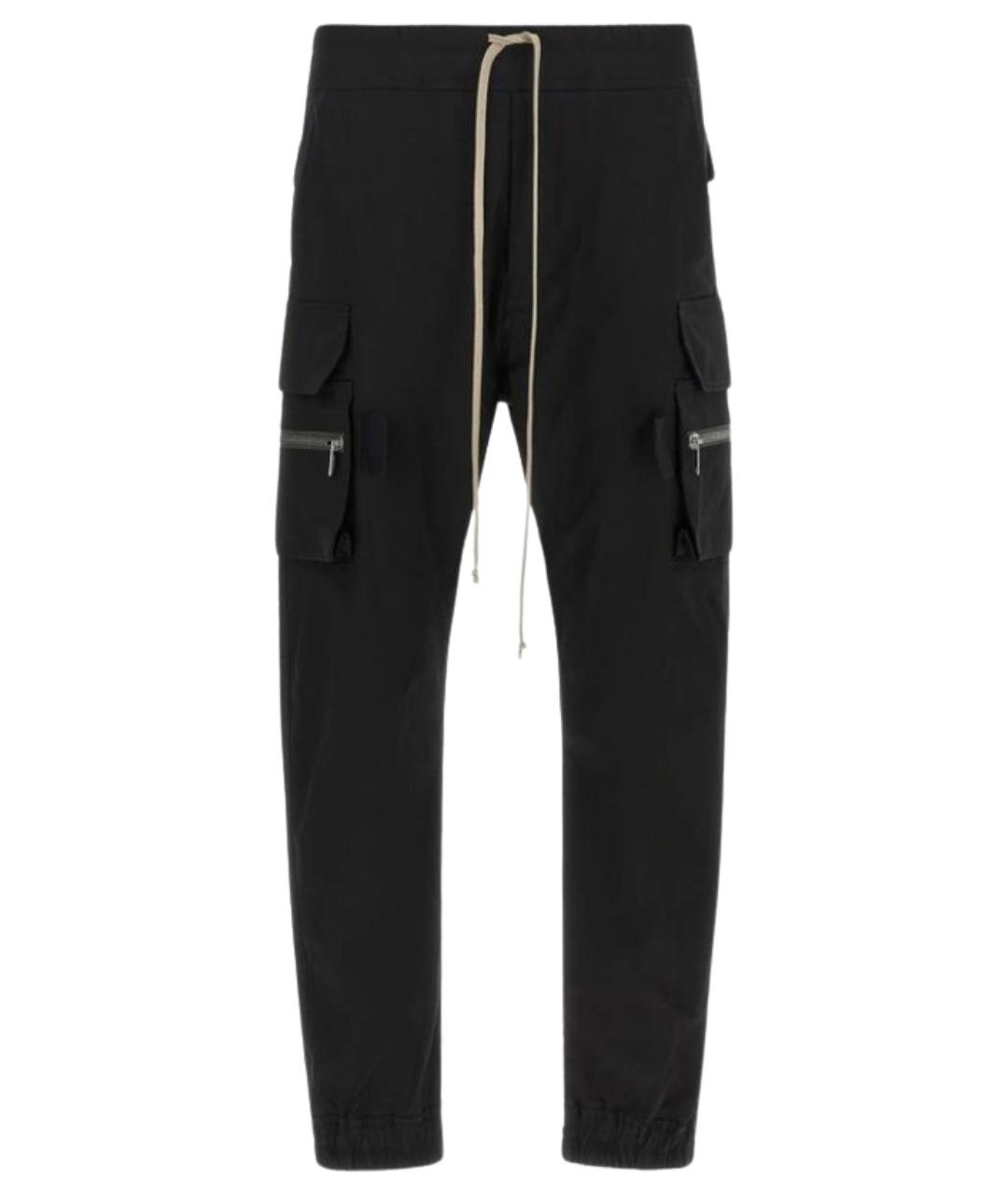 RICK OWENS Черные хлопковые повседневные брюки, фото 1