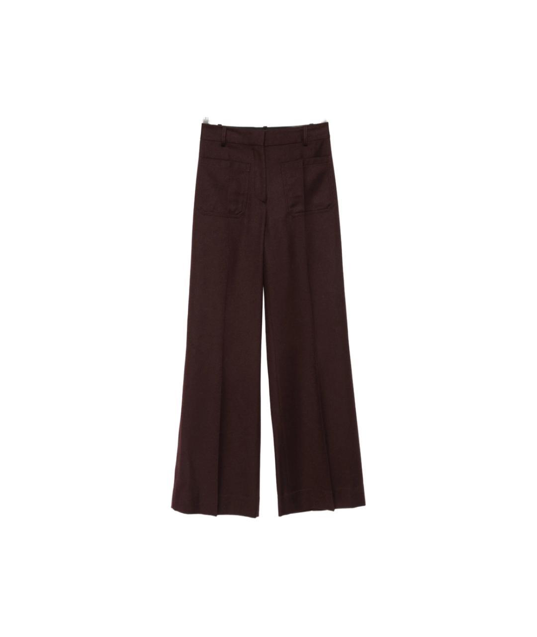 VICTORIA BECKHAM Коричневые шерстяные прямые брюки, фото 1