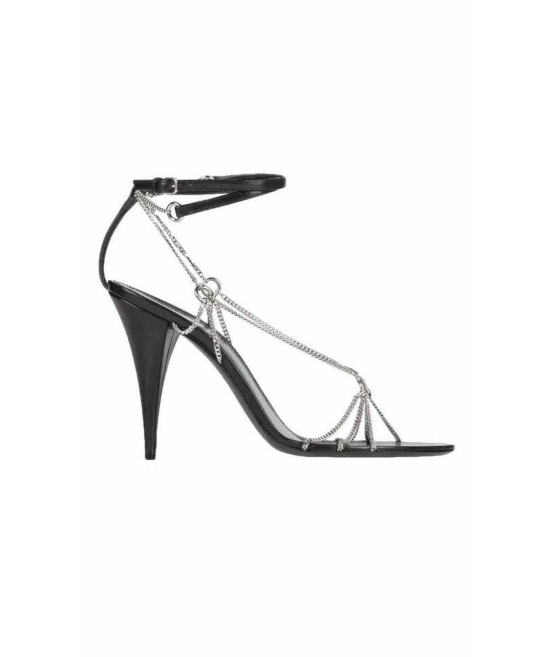 SAINT LAURENT Черные кожаные босоножки, фото 1