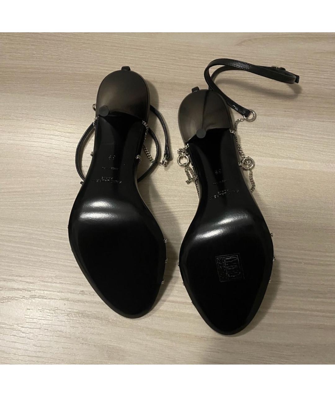 SAINT LAURENT Черные кожаные босоножки, фото 5