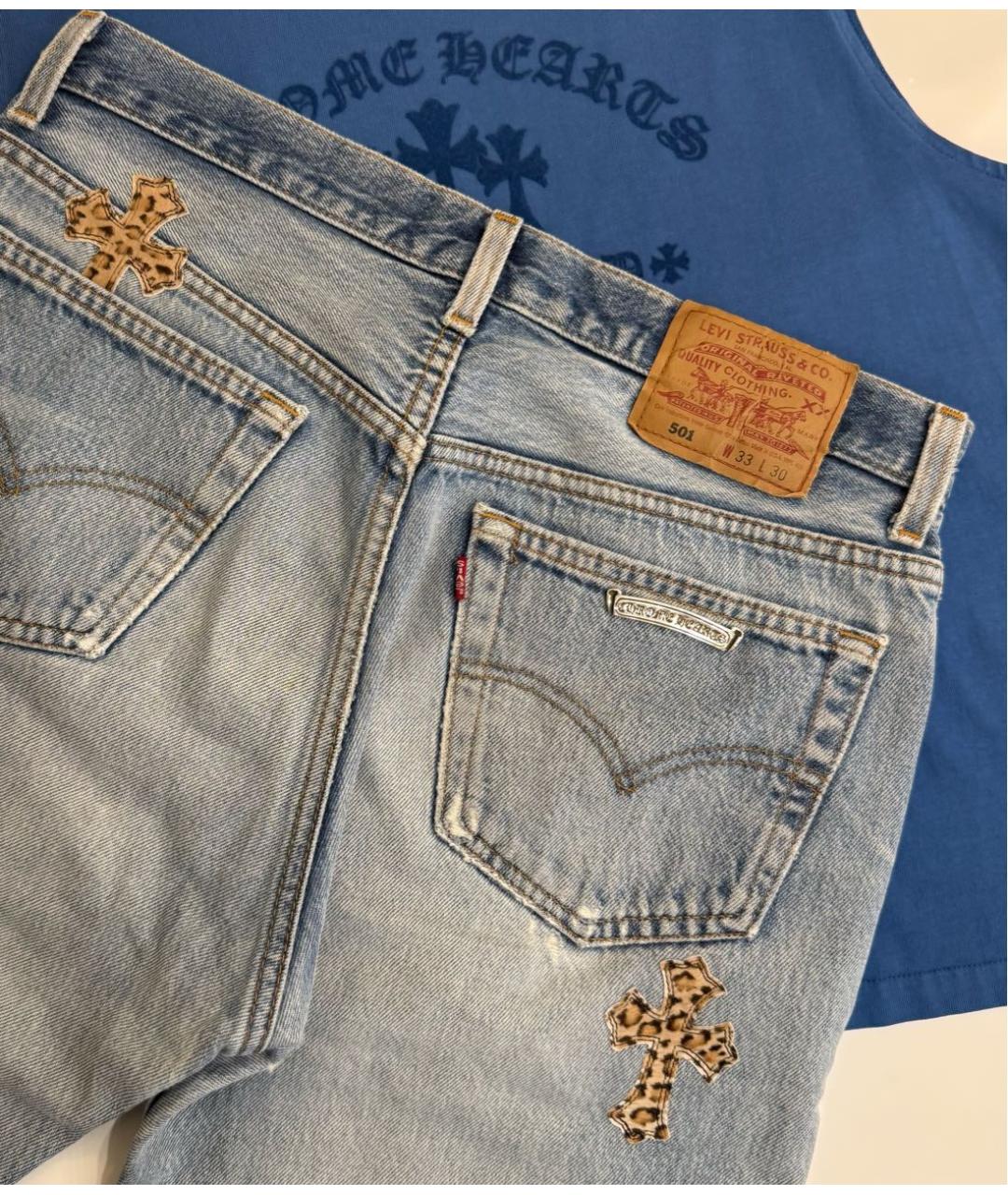 CHROME HEARTS Синие прямые джинсы, фото 6